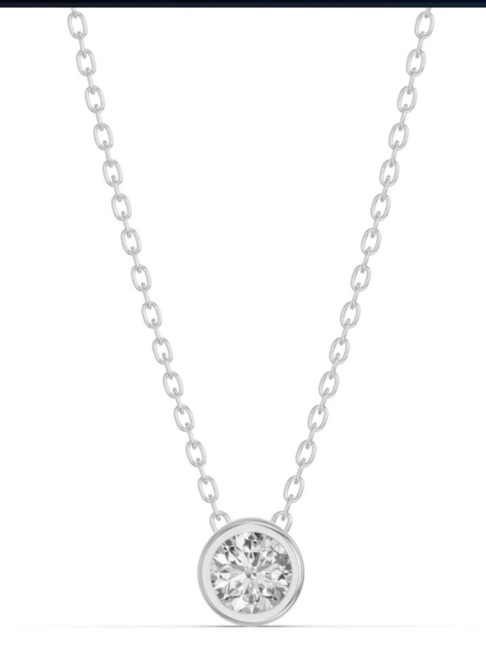 NIB Rare Carat .25 ct. Bezel Lab Diamond Necklace - Silver - Picture 2 of 3